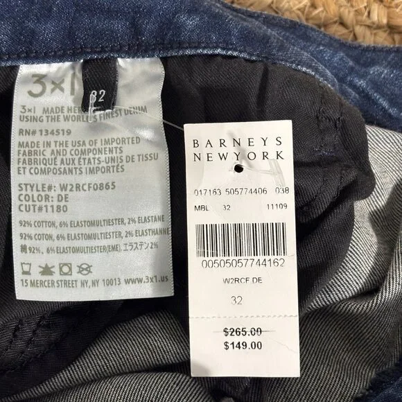 3x1 Midway Skinny Crop Jeans Womens Size 32 Dark Indigo Distressed Hem Denim - Picture 6 of 12